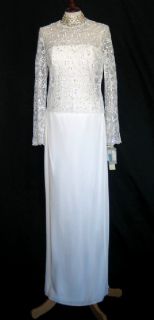 Jessica McClintock White Crepe Wedding Gown Size 6