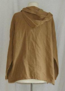 Eileen Fisher Brown Open 100 Linen Jacket Shirt PL Petite Large