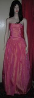 Jessica McClintock Peach Coral Iridescent Taffeta Strapless Gown Dress