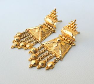 Vintage Antique Solid 22 Carat Gold Stud Earring Pair Tamil Nadu South