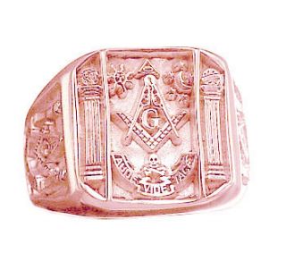 Solid Rose Gold Vermeil Free Mason Masonic Ring Jewelry