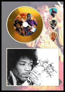 Jimi Hendrix Signed Gold Disc Guitar Picks Autograph