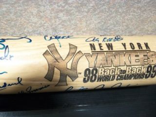 98 99 Yankees Team Signed Bat JSA LOA Derek Jeter Clemens Bernie Torre