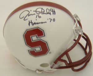 Jim Plunkett Autographed Signed Stanford Mini Helmet w Heisman Insc