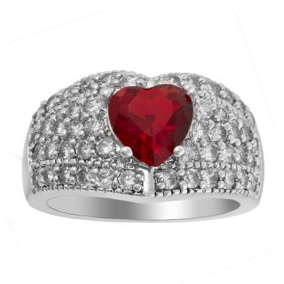  LADY FASHION JEWELRY RUBY GARNET WHITE GOLD GP COCKTAIL RING GIFT 6/M