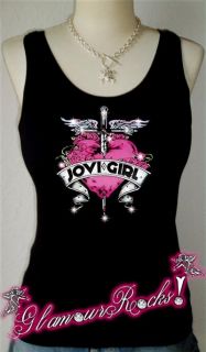 Bon Jovi Girl Pink Heart Rhinestone Shirt Tee Tank Top