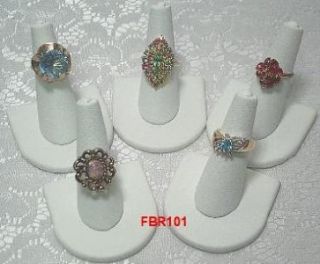 White Leather Ring Display Stand Jewelry Ring Holders