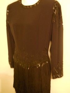 Ladies Size 8 Black Gown by Joan Leslie Evenings Beaded Dresss