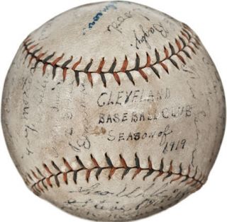 1919 Cleveland Indians Team Signed Baseball with Ray Chapman