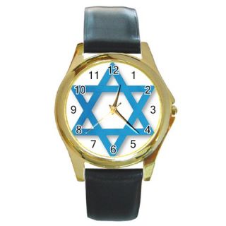 Jewish Star of David Round Gold Wrist Watch Wemens Gif