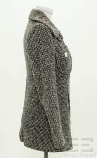 Jill Stuart Black White Tweed Asymmetric Button Front Jacket Size P