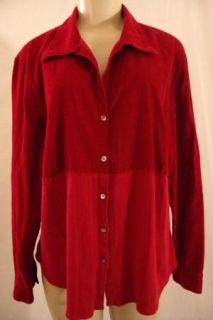 Sz L J Jill Dark Red Corduroy Cotton Blouse Long Sleeve Shirt Top