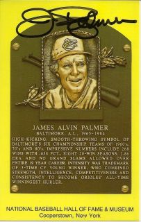 Jim Palmer Auto Hall of Fame Postcard Signed GAI COA Orioles