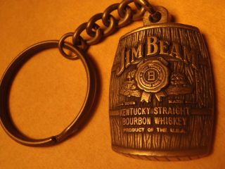 Jim Beam Whiskey Vintage Barrel Collectible Keychain Original Ring
