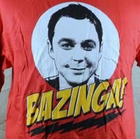 Bazinga The Big Bang Theory Sheldon Cooper Mens T Shirt Large Red
