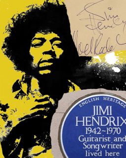 Jimi Hendrix Poster Autographs Blue Plaque Mounted Display