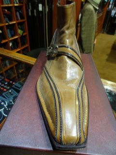 Jo Ghost Cognac Brown Monk Strap Buckle Boot Shoe Size 9 5 Retail $375