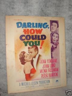 BEAUTIFUL JOAN FONTAINE MOVE POSTER DARLING, HOW COULD YOU