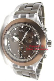 SVCK4042AG New Swatch Ladies Watch Brown Bracelet Crystals Chrono