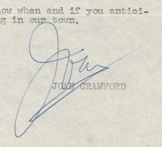 Joan Crawford Vintage 1955 Signed Typewritten Letter TLS Autographed