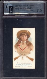 1887 N28 Allen Ginter Miss Annie Oakley GAI 7 5 NM Cigarettes Tobacco