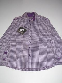 English Laundry LS John Lennon Revolution Plaid Purple Shirt Button Up