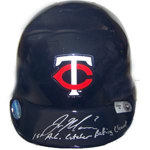 Joe Mauer Signed MN Twins Mini Helmet w 1st Al Catcher