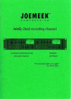 Joe Meek Twinqcs Dual Channel Mic Pre Owners Manual