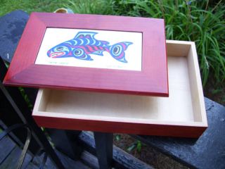  Art Salmon Wood Fish Dress Valet Box Joe Wilson Stunning Unique
