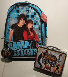 SET CAMP ROCK BACKPACK & LUNCH BOX Joe Jonas Demi Lovato Book Bag