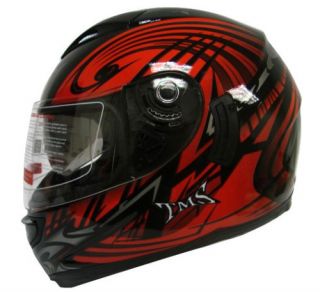 Red Tribal Dual Visor Full Face Motorcycle Helmet Dot M