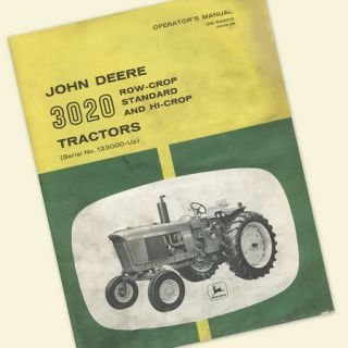 JOHN DEERE 3020 TRACTOR OPERATORS OWNERS MANUAL GAS DIESEL ROW CROP