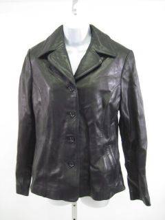 Sally John New York Black Leather Jacket Coat Sz M