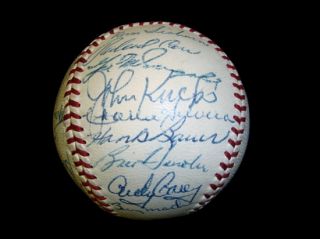 Beautiful 1956 New York Yankees Team Signed OAL Baseball JSA