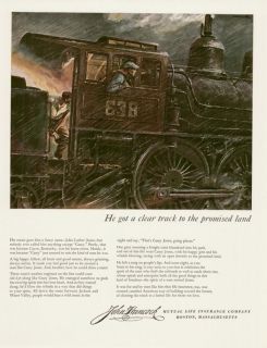 1950 John Hancock Insurance Jones Casey Locomotive Ad