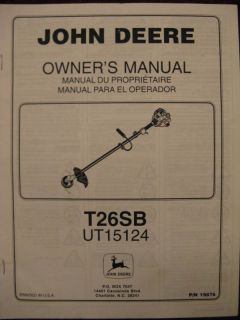John Deere T26SB UT15124 Trimmer Operator Parts Manual