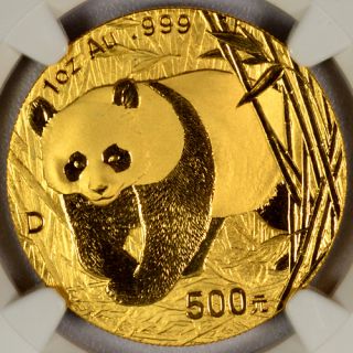 2001 D China 1 oz Gold Panda 500Y NGC MS69 Mint State 69 SKU26741