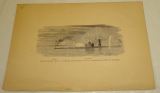 1876 Antique Print Fight Between Monitor Weehawken and Iron Clad Atlanta  
