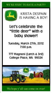 24 John Deere Tractor Baby Shower Birthday Party Invitations and Envelopes  