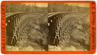 Very Rare Kentucky Stereoview Trestle Bridge by Otho H Williams of Shelbyville  