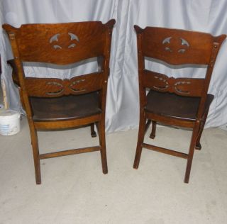 Antique Set of Six matching Oak Chairs Heywood Brothers  