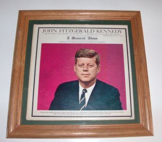 1963 John F Kennedy Picture Vinyl Record Frame Music Art President JFK Old Cool  