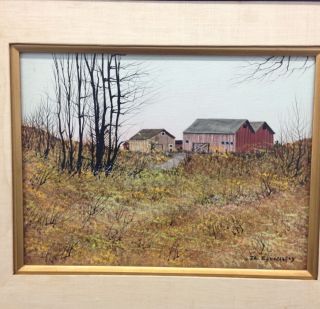 John Lewis Egenstafer Framed Oil Painting Barns On Canvas  
