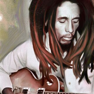 BOB MARLEY cd reggae guitar painting CANVAS ART GICLEE PRINT Small  