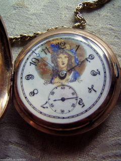 1897 Railroad Gold Filled Pretty Lady Pocket Watch Hampden Landis  