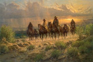 Cowhands of The West by G Harvey Giclee on Canvas Free Herb Booth Print Print  