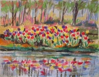Tulips Landscape Pastel Painting John Williams Art JMW Impressionism Flowers  