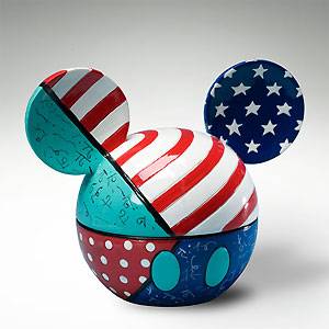 Mickey Mouse Ears Patriotic Box Romero Britto Disney  No Tax  