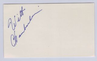 WILT CHAMBERLAIN AUTO HAND SIGNED INDEX CARD BASKETBALL HALL OF FAME  