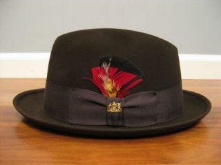 Sharp Men's Vintage John B Stetson Hat "The Sovereign" Black Fedora  